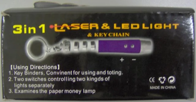 Laser pointer key-ring "3 in 1 Laser & LED Light"