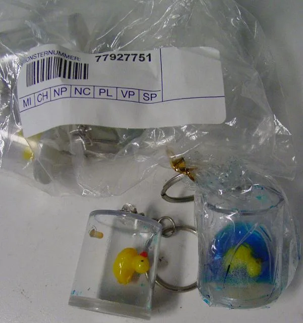 Key ring duck aquarium and water dolphin