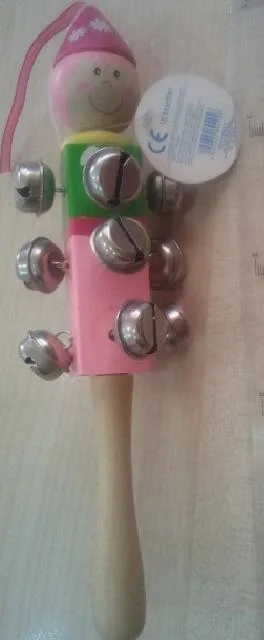 Wooden rattle with bells