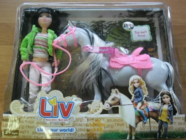 Plastic doll with horse