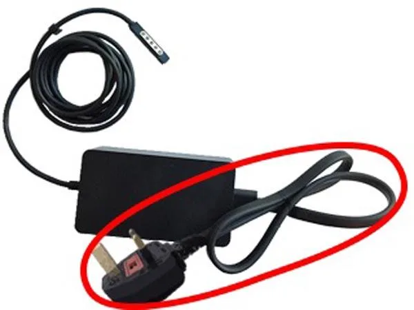 AC power cord packaged with tablet computer
