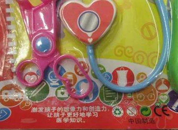 Plastic doll with doctor set