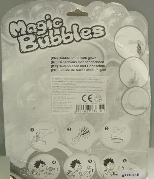 Soap bubble toy with glove