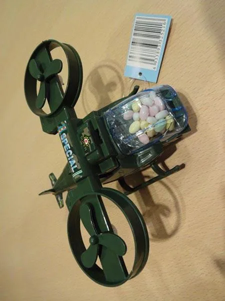 Toy helicopter with sweets
