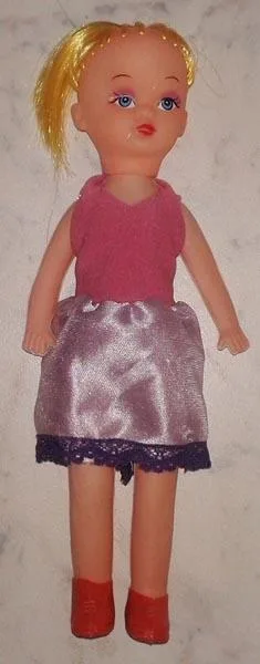 Plastic doll and kitchen play set