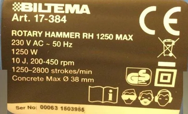Rotary hammer drill