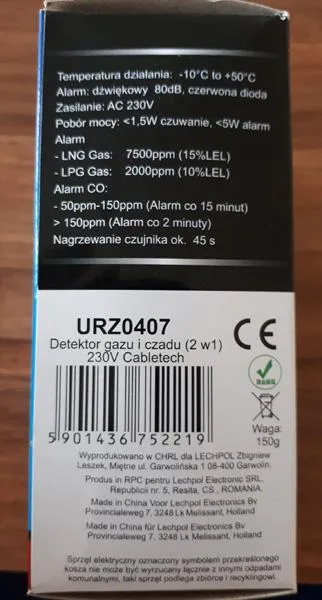 Carbon monoxide and gas detector