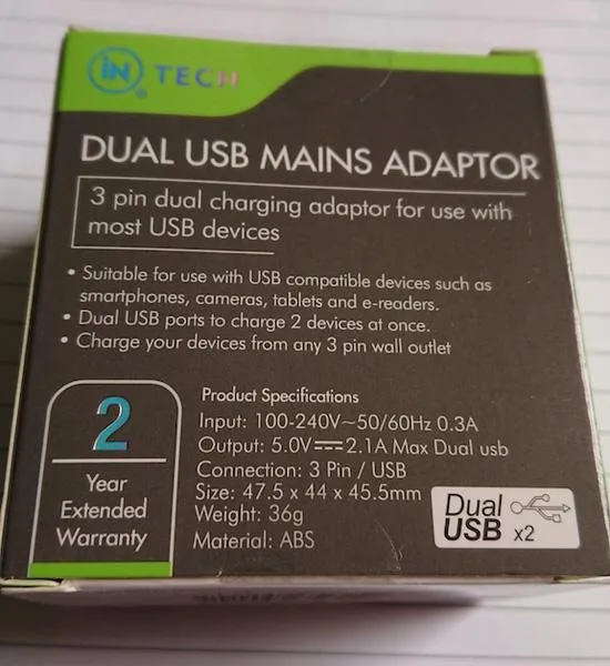 USB mains adaptor