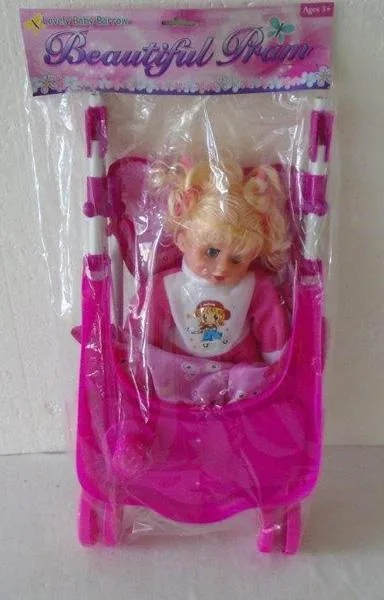 Toy pushchair with doll
