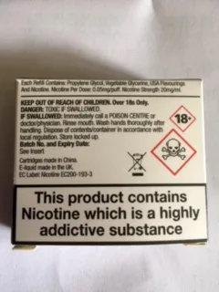 Nicotine containing liquid cartridges