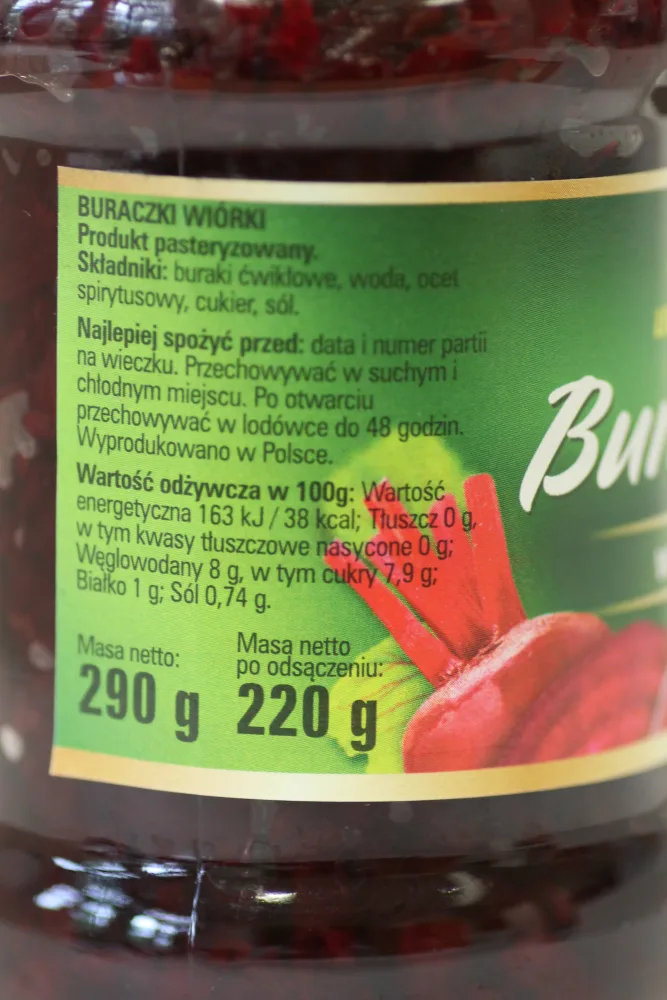 Ostrzeżenie publiczne dotyczące żywności: Stwierdzenie szkła, pleśni i martwych szkodników w partii produktu pn. Buraczki wiórki Lewiatan, 290 g