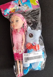 Plastic doll with horse