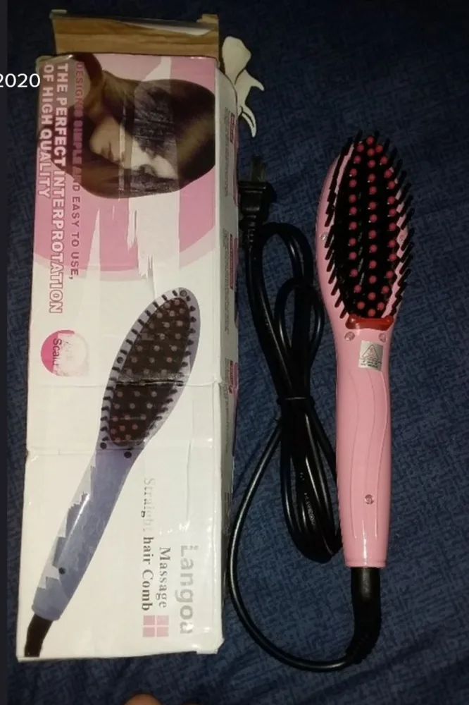 Electric straightening hair brush