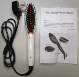 Electric straightening hair brush