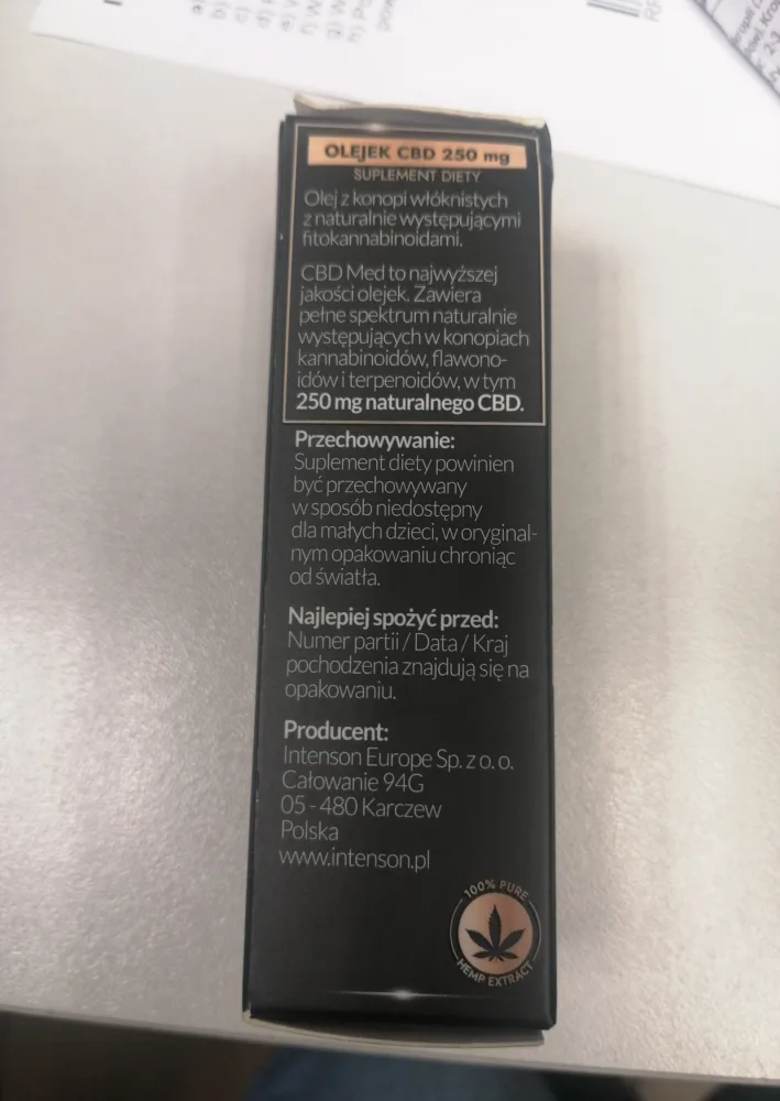 Ostrzeżenie publiczne dotyczące żywności: Stwierdzenie niedozwolonego ekstraktu z konopi włóknistych oraz zawartość Δ9-tetrahydrokannabinol (Δ9-THC) na poziomie 0,16% w produkcie pn. Olejek CBD - CBD MED - 250 mg Best Hemp Extract 5%, 5 ml