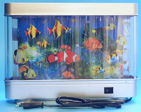 Desk lamp with moving picture-foil