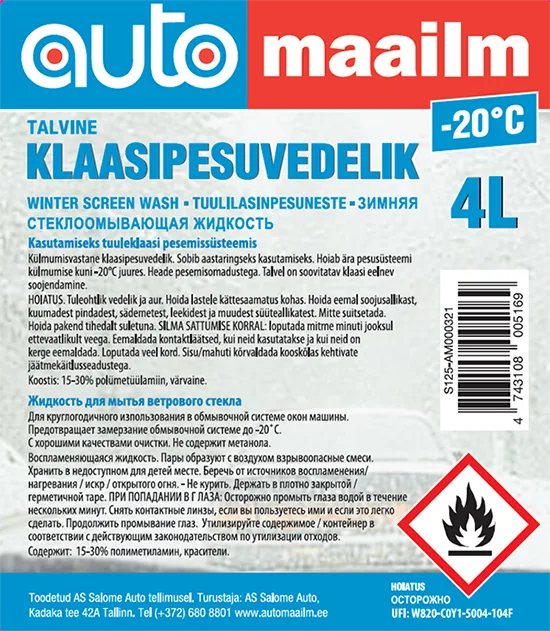 Car windscreen washing fluid