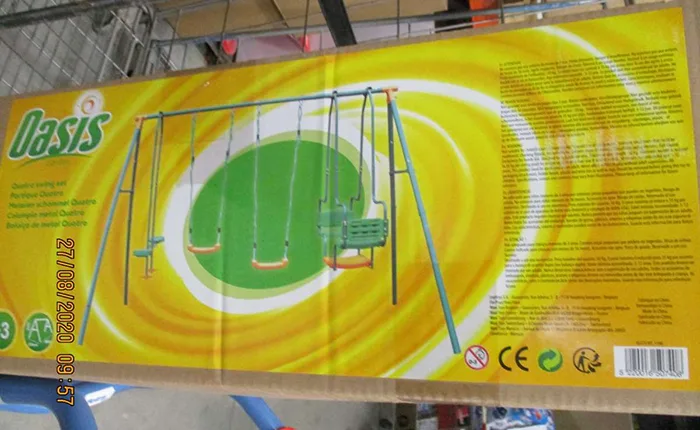 Play frame with slide and swings