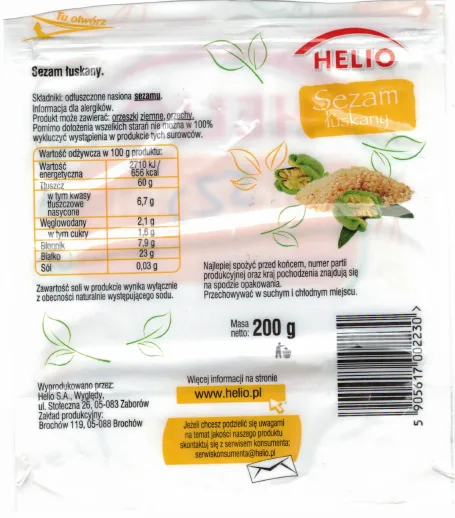 – Sezam łuskany HELIO, 200 g