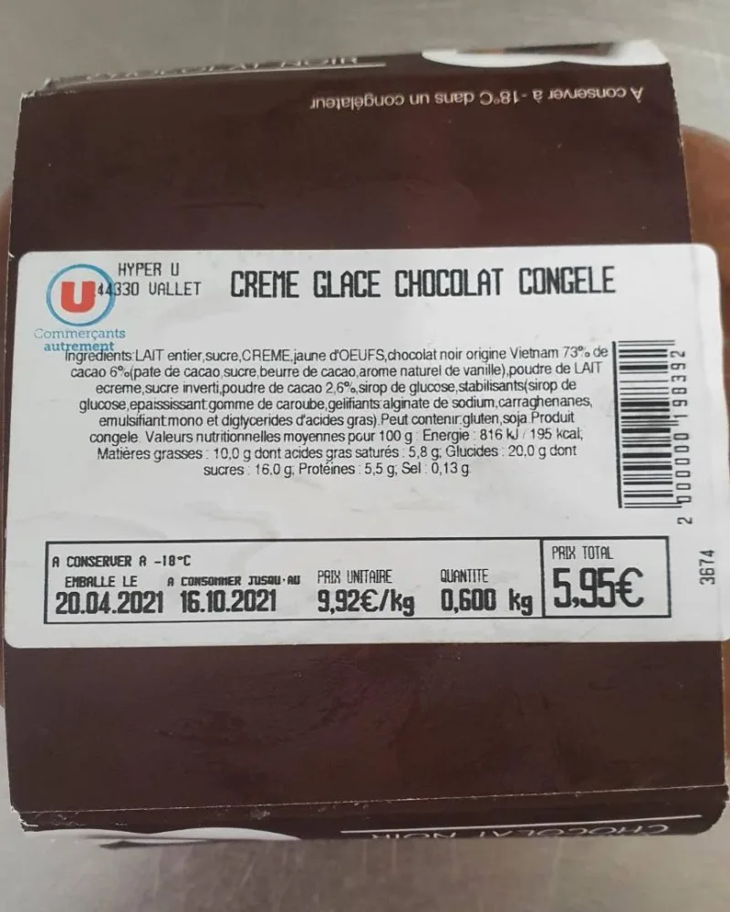 Creme glacée chocolat noir