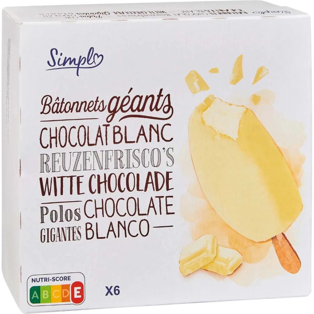 Bâtonnets géants chocolat blanc x6
