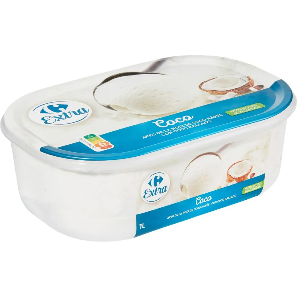 Glace coco avec morceaux de coco rapée