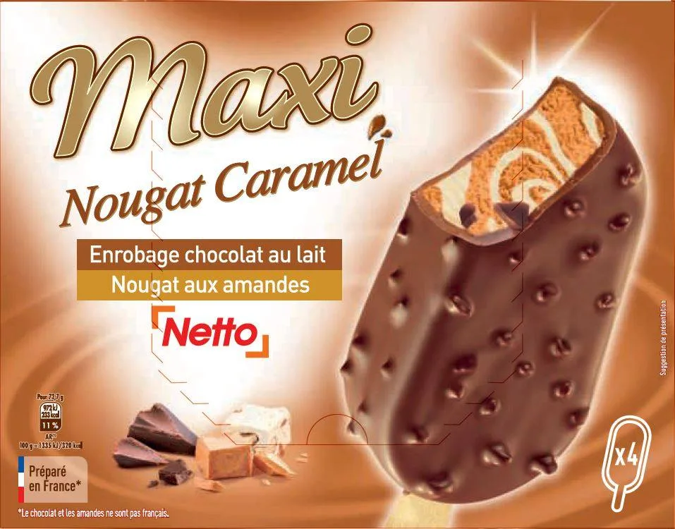 Netto maxi batonnet 4x100ml nougat caramel