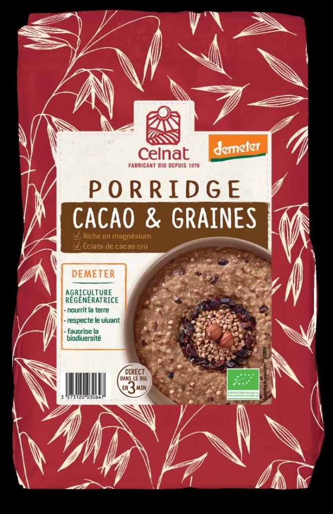 Porridge cacao et graines demeter