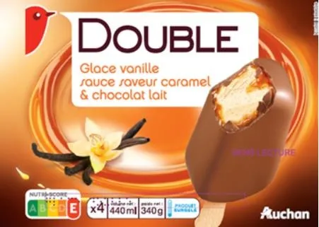 Auchan batonnets double enrobage choco / caramel x4