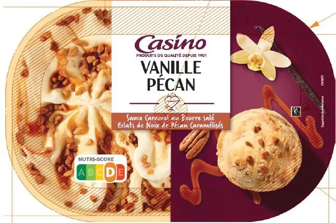 Bacs glaces 900ml casino façon rocher, vanille pécan, saveur crème brûlée