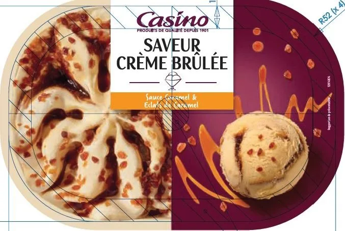 Bacs glaces 900ml casino façon rocher, vanille pécan, saveur crème brûlée
