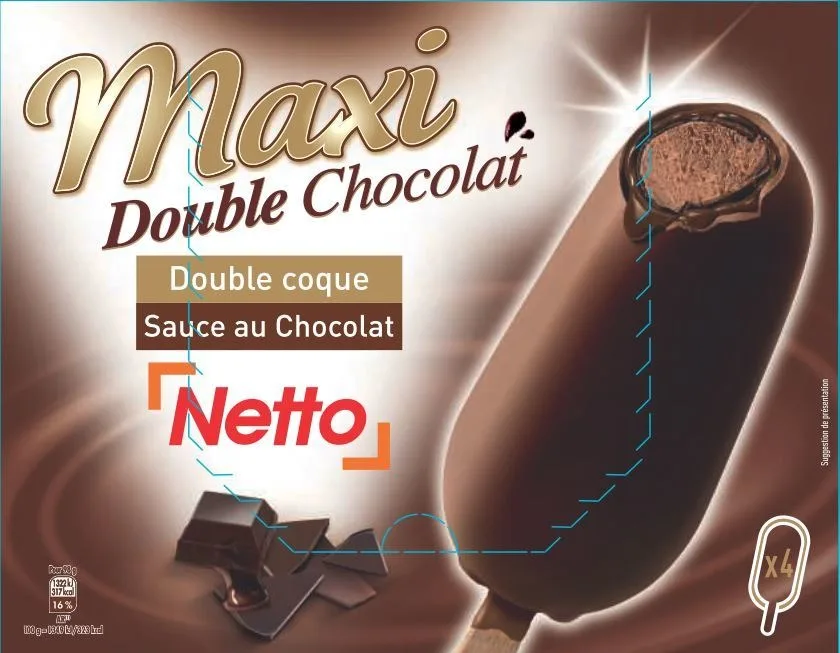 Netto maxi batonnet doubles chocolat 4x110ml