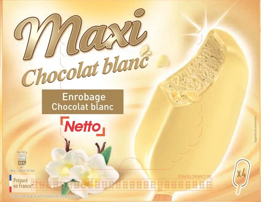 Netto maxi batonnet 4x120ml vanille chocolat blanc
