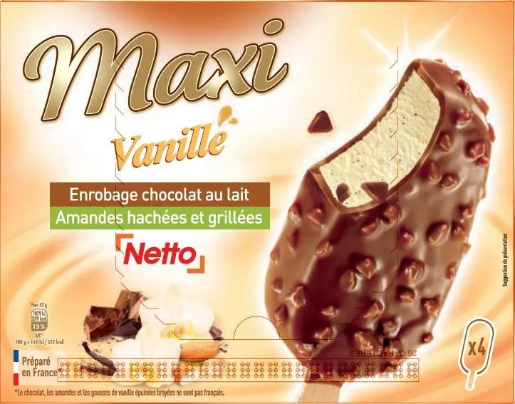 Netto maxi batonnet 4x120ml vanille amande