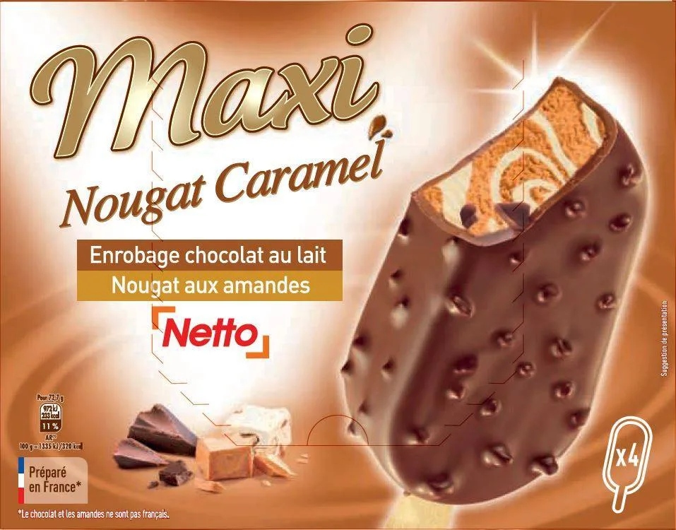 Netto maxi batonnet 4x100ml nougat caramel