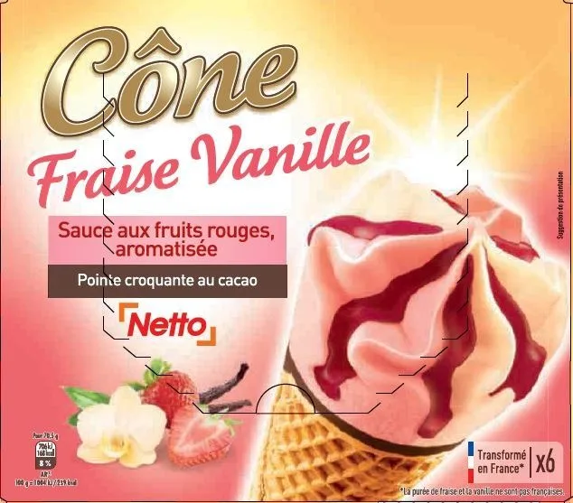 Netto cone vanille fraise 6x120ml