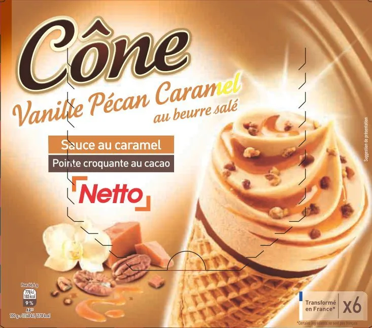 Netto cone gourmand vanille pecan 6x110ml