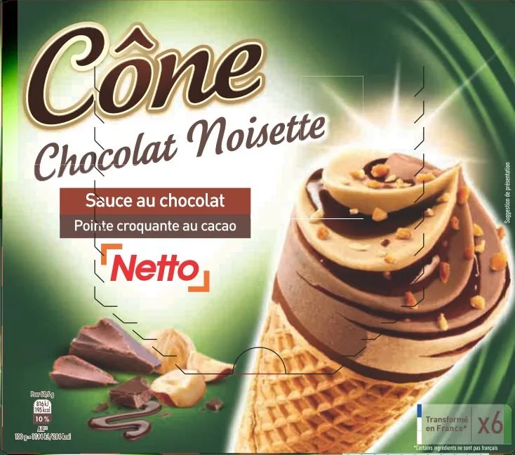 Netto cone gourmand chocolat noisette 6x110ml
