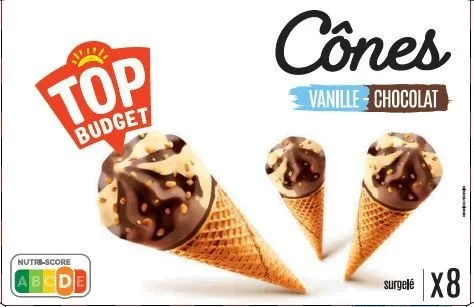Top budget cone 8x120ml vanille chocolat
