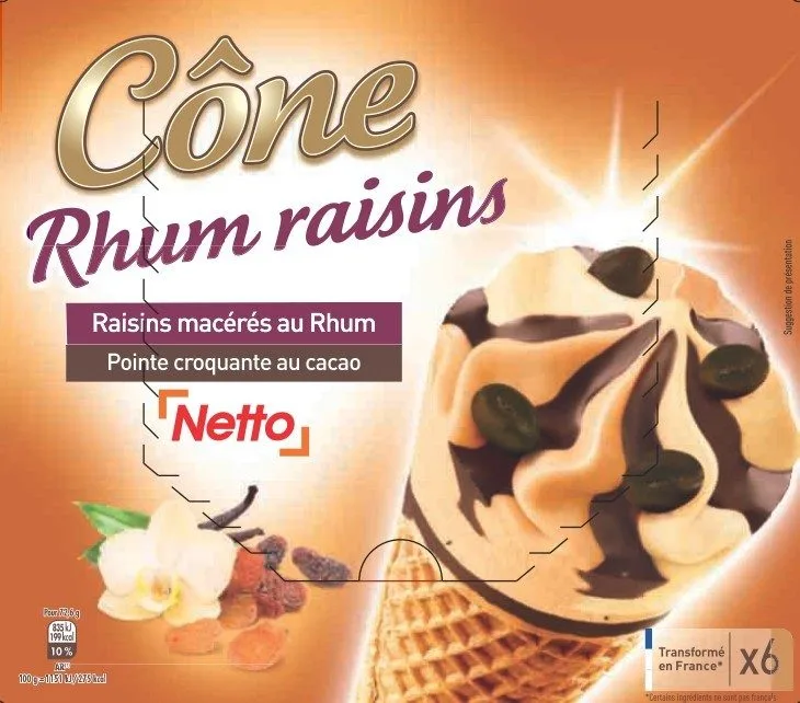 Netto cone 6x120ml rhum raisin
