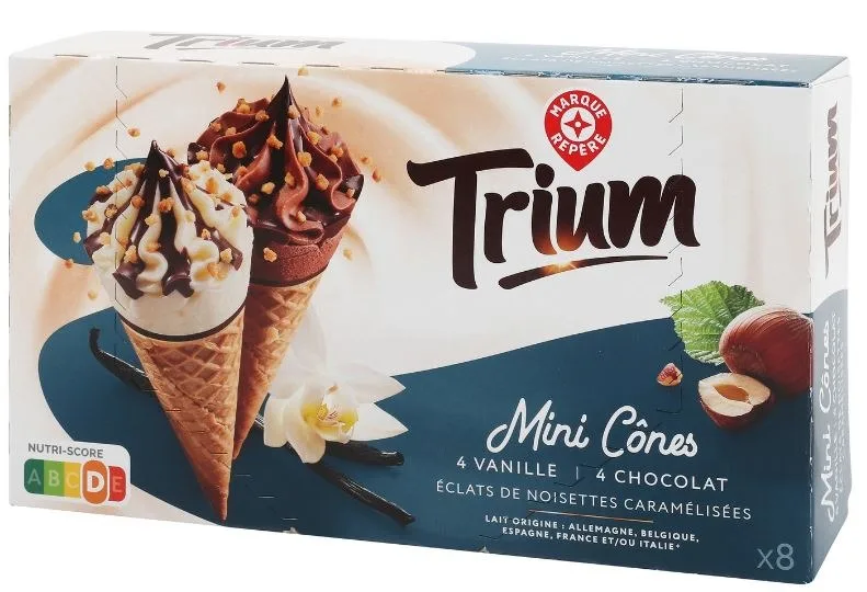 Mini cônes vanille chocolat x8 344g
