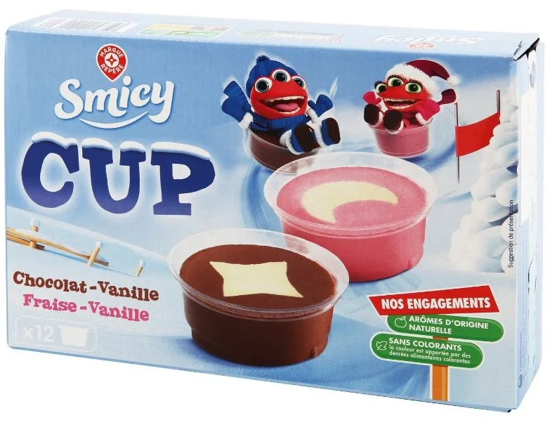 Smicy cup vanille fraise chocolat x12 345g
