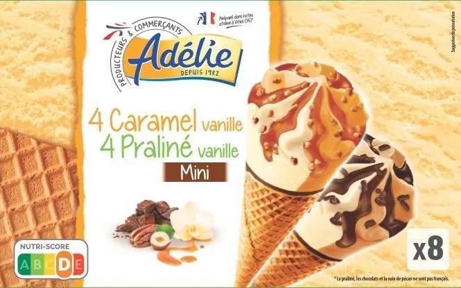 Adelie mini cone vanille caramel - vanille praline 8x70ml
