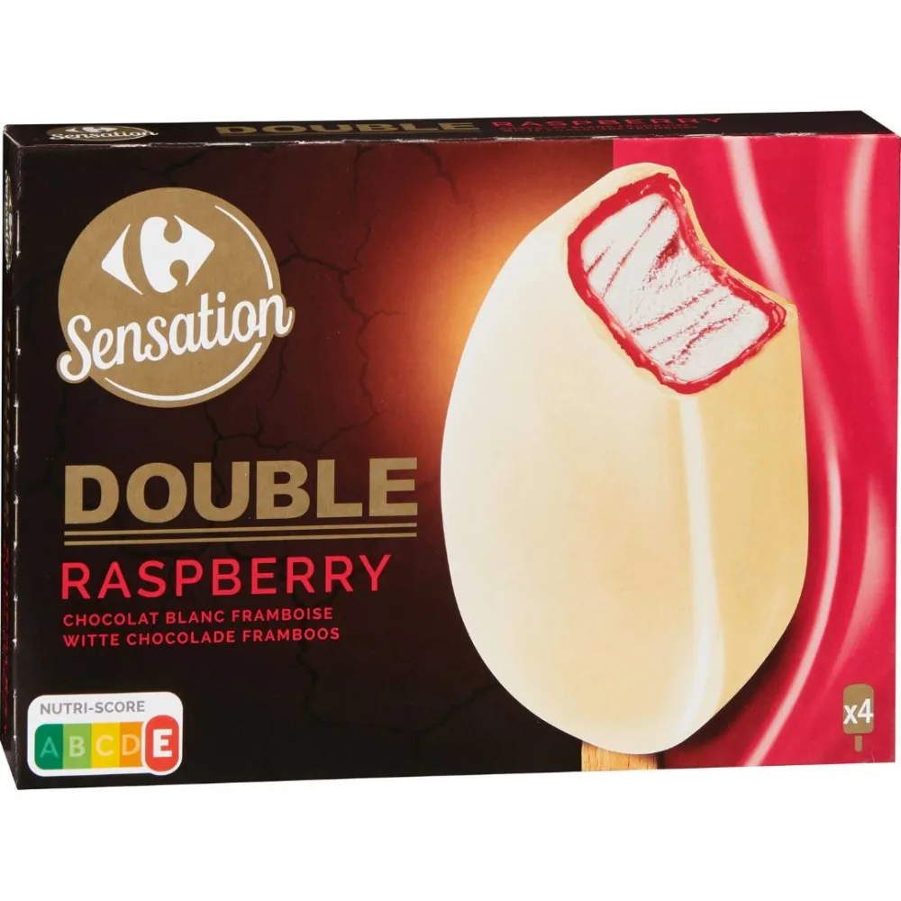Bâtonnets double raspberry chocolat blanc framboise x4