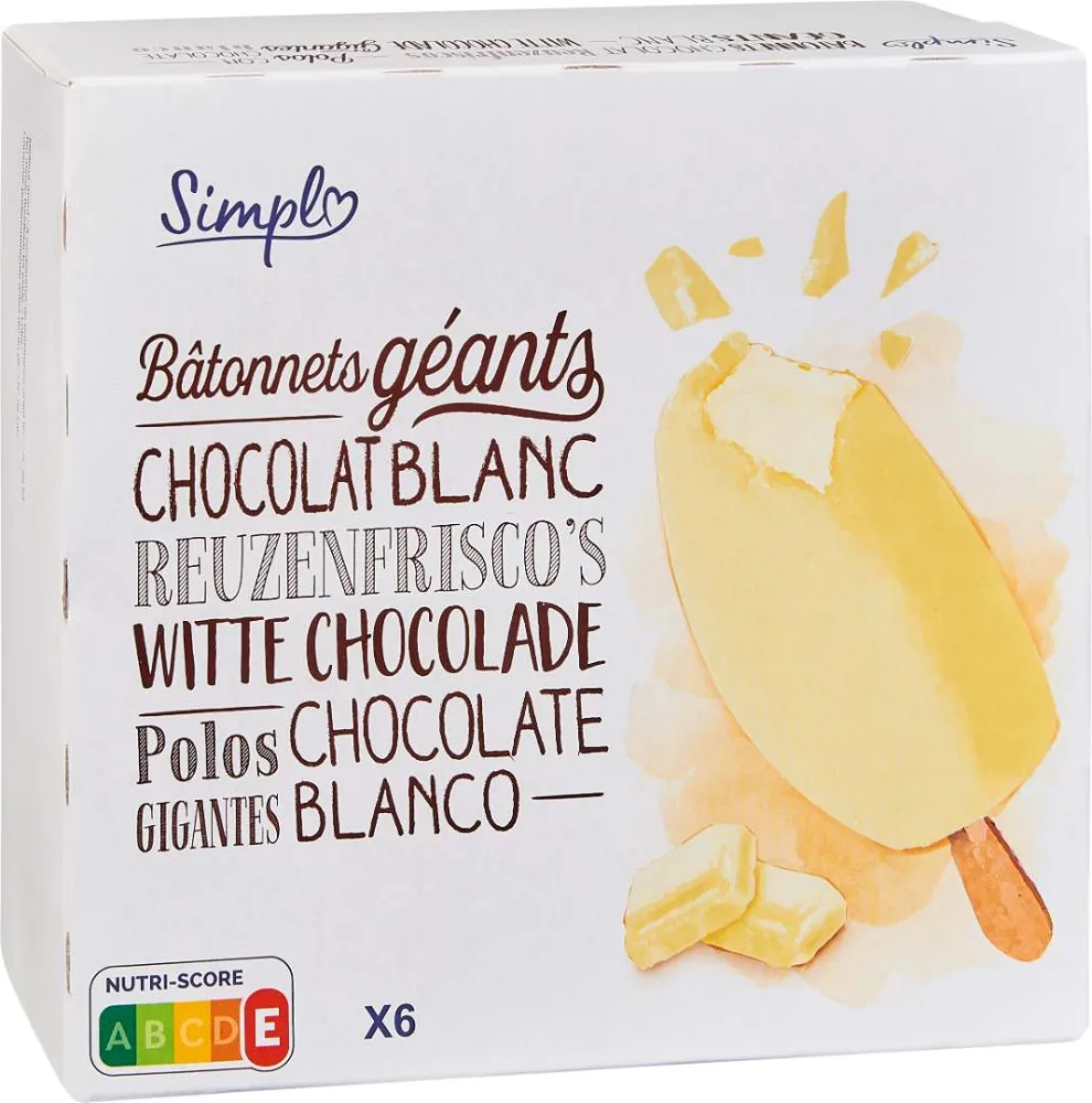 Bâtonnets géants chocolat blanc x6
