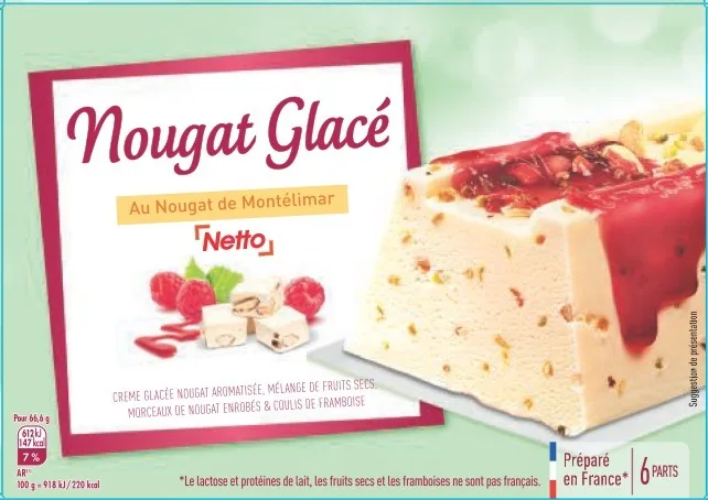 Netto 700ml nougat glace