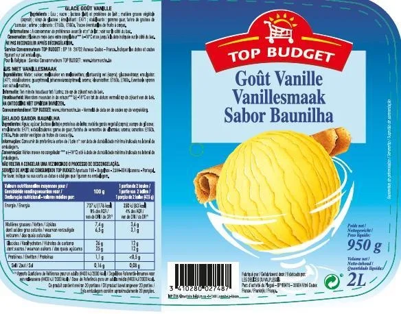 Top budget goût vanille 2l