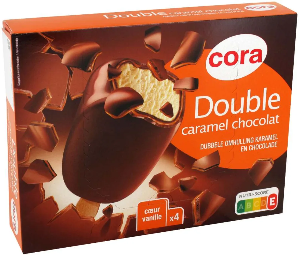Bâtonnet double vanille/caramel 4x110ml 393g cora
