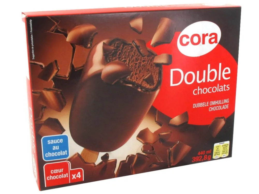 Bâtonnet double chocolat 4x110ml 393g cora