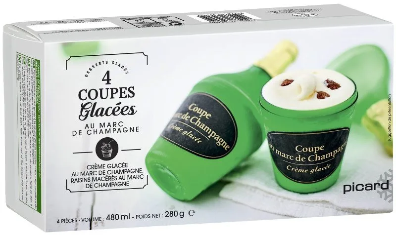 4 coupes glacées au marc de champagne